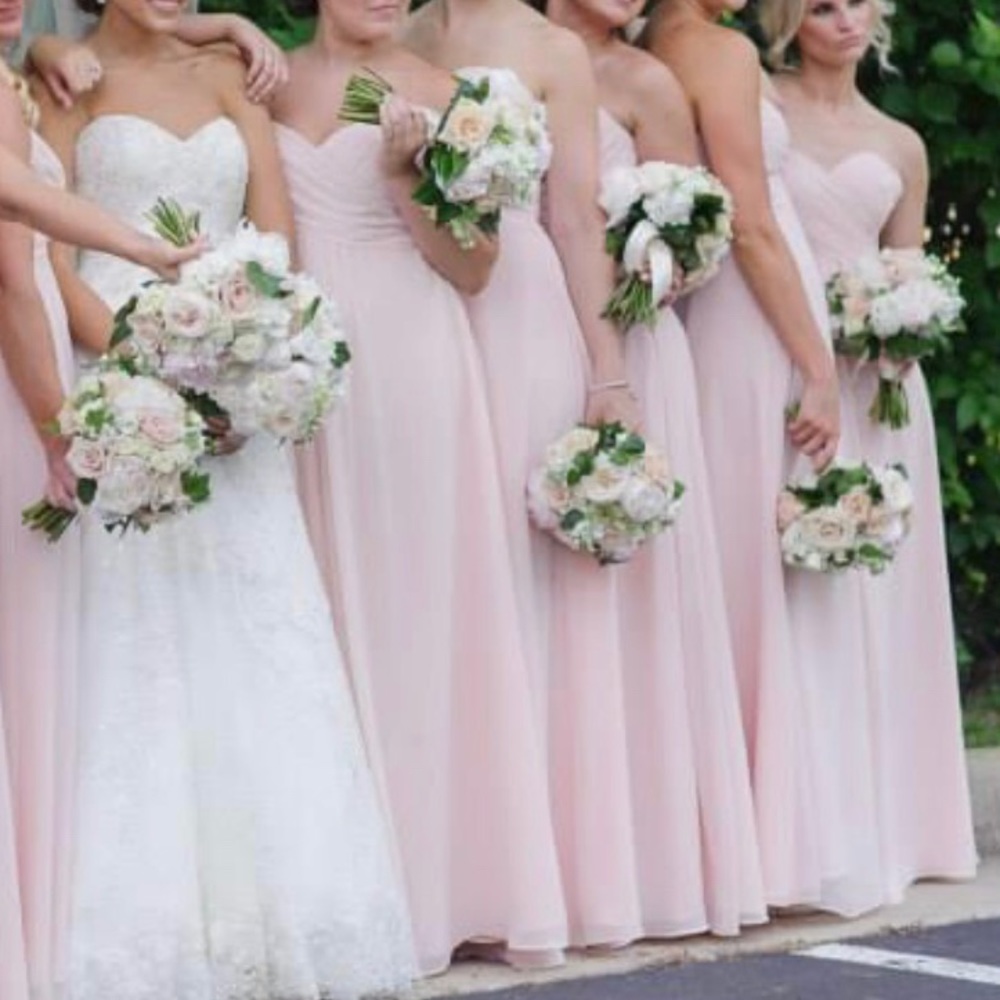 Bill Levkoff pink strapless petal pink dress